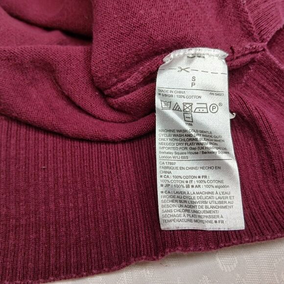 GAP Women’s Crewneck Sweater Love Maroon Cranberry Red Cotton Size Small - Picture 5 of 6